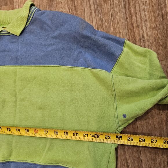 Vtg Lizwear Liz Claibirne Colorblock Sweatshirt Womens M Green Blue Collared - Picture 8 of 9